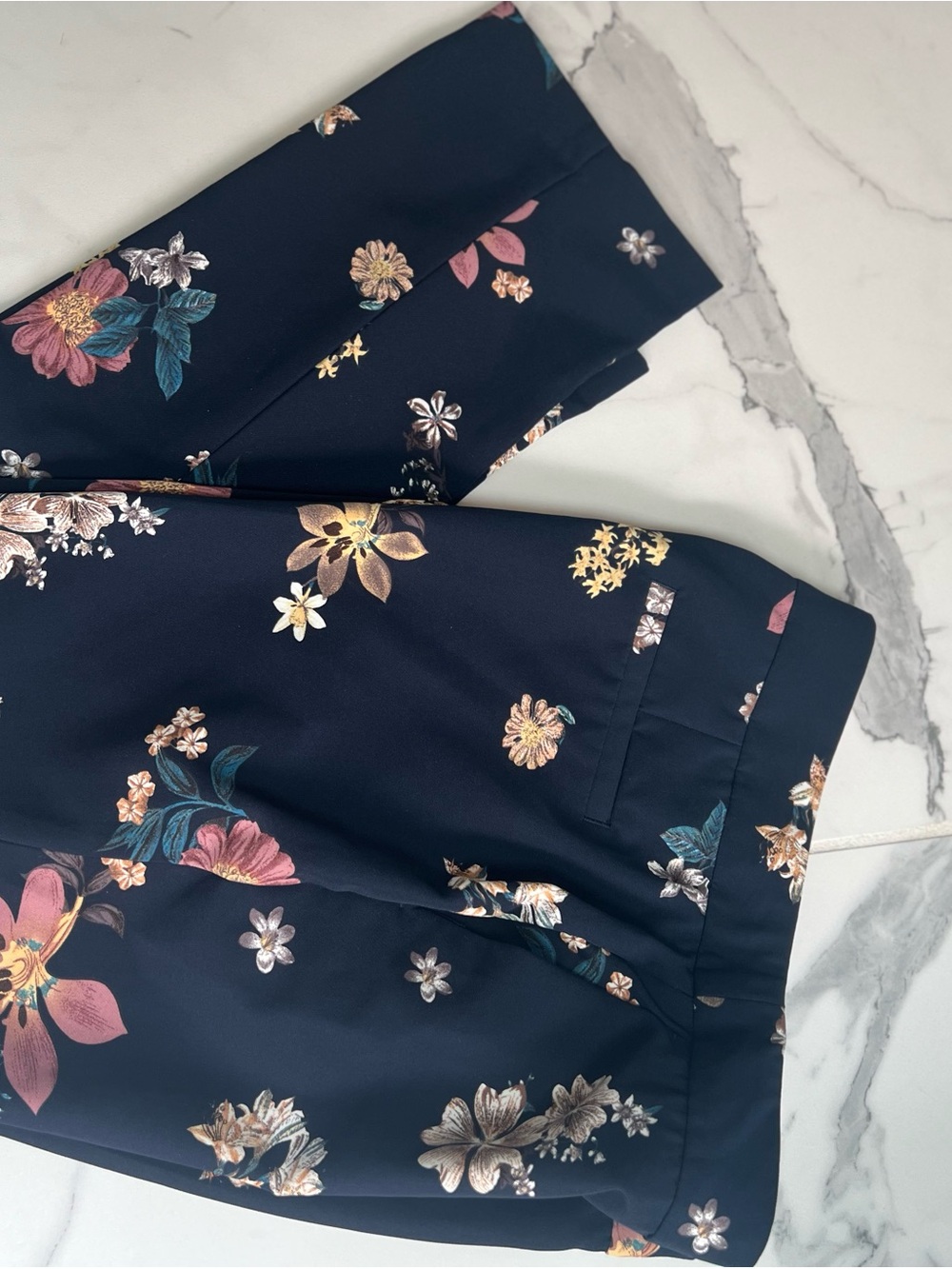 Carolina Belle Navy Floral-Print Pants